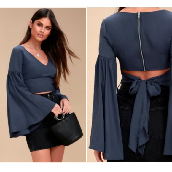 Lulus Tops - LuLus LOVER'S LIGHT NAVY BLUE BELL SLEEVE